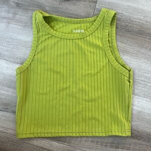 lime green scoop ribbed cropped tank top